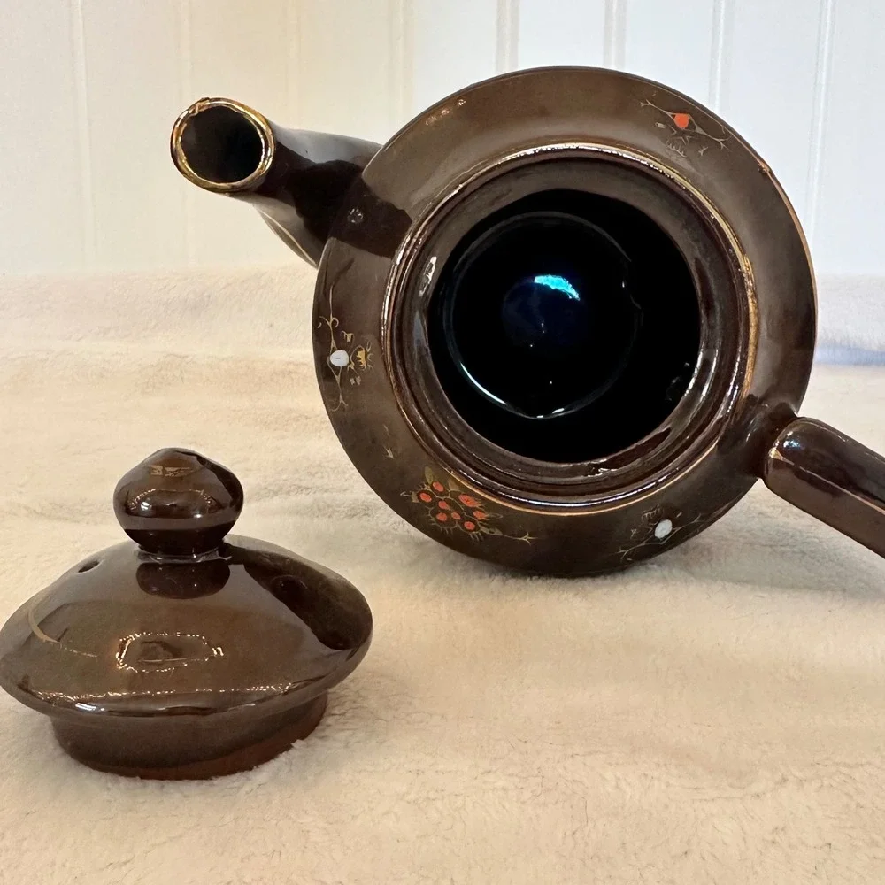 Vintage Unbranded Teapot  Small Brown Good Moriage Hand Painted Made in‎ Japan